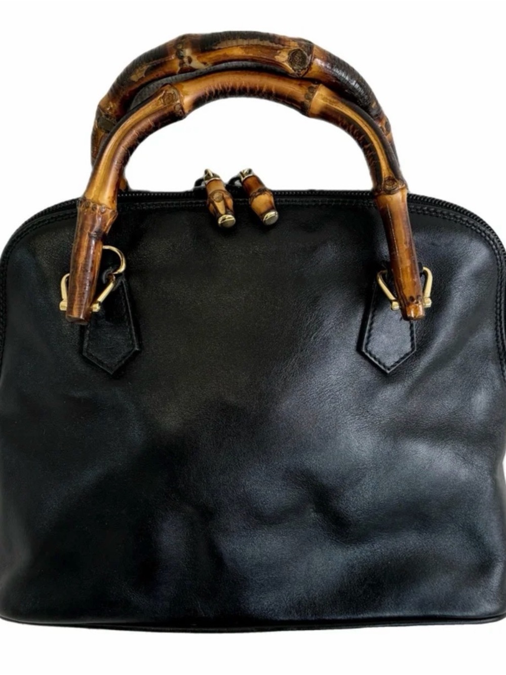 Gucci Black Leather Mini Bag with Bamboo Handles